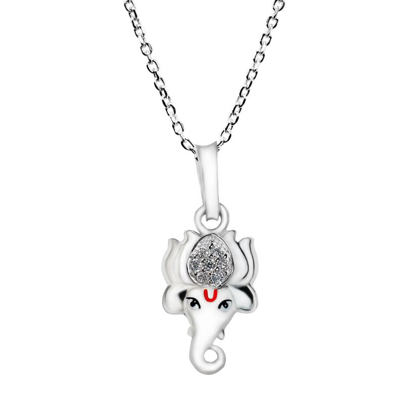 Silver Cute Ganesha pendant with Chain 925 Silver Jewellery