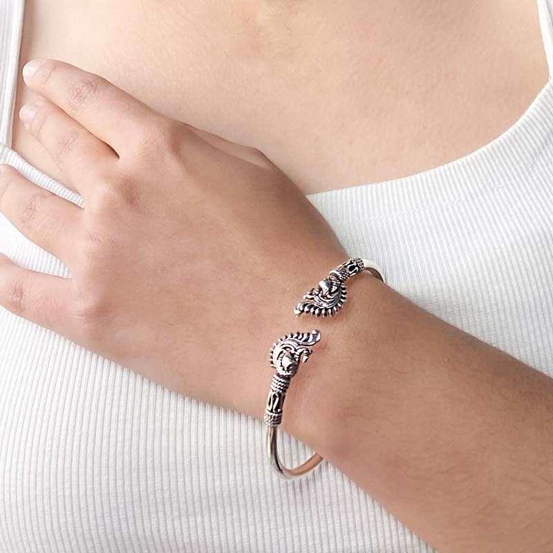 Oxidised Silver Peacock Kada |Bracelet 925 Silver Jewellery