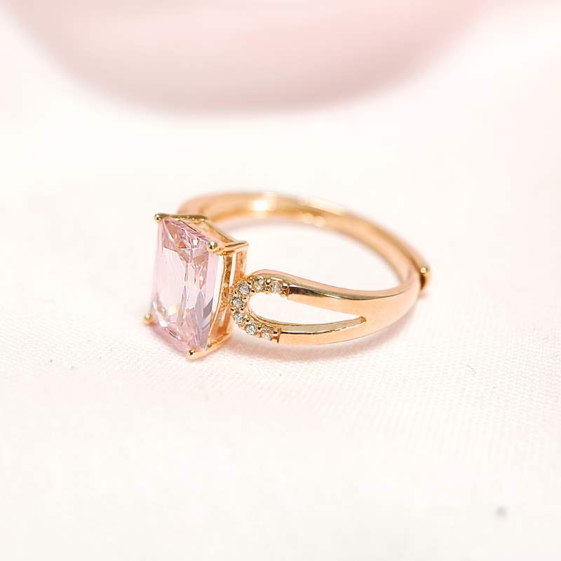 Emerald Cut Rosegold Engagement Ring 925 Silver Jewellery